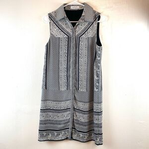 Bailey 44 Womens Chiffon Collared Short Sleeve Shirt Dress Black White Size S